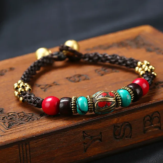 Handmade Exotic Nepal Bead Wax Rope Bracelet Natural Stone Beaded Handmade Exotic Nepal Bead Wax Rope Bracelet Natural Stone Beaded For Jewelry Bijoux Gift