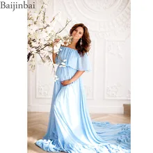 Baijinbay/богемное платье для беременных; платье для выпускного вечера; шифоновое платье с открытыми плечами для беременных; вечерние платья с длинным шлейфом для фотосессии