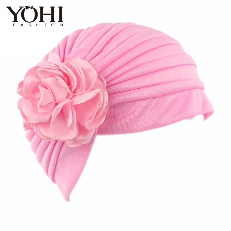 New fashion Luxury Women Pleated Head Wrap Bonnet Turban sleeping Cap With Spring Flower Turban of Ladies