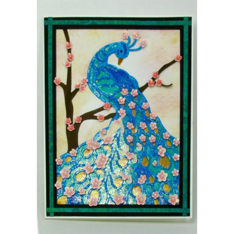 

Perched Peacock Card Panel Die Cut Stencil Paper Card Album Making DIY Template Stencil Embossing Handmade Decoration New 2019