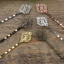 10 шт. 15 мм цветочный поддон ручной работы Медь с античной бронзой/золото/серебро Цвета заколки для волос булавка для волос винтажная шпилька для волос клипсы