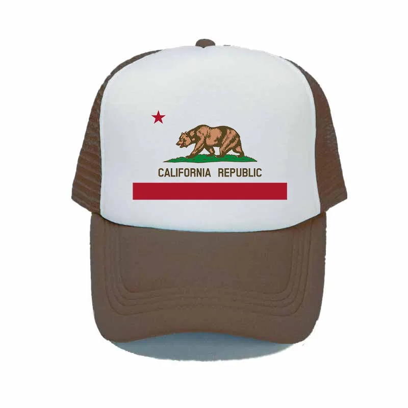 Калифорнийский медведь Кепка-тракер Кепки Для женщин Для мужчин Калифорнийская Республика бейсболка с флагом, головной убор в хип-хоп стиле, крутая бейсболка забавная летняя сетчатая Кепка YY312 - Цвет: YY31209