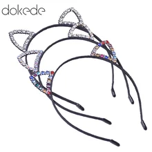 

New Fashion White Colorful Rhinestone Cat Ear Hairband Metal Sparkling Crown Crystal Headband Event For Women Girls Kids Baby