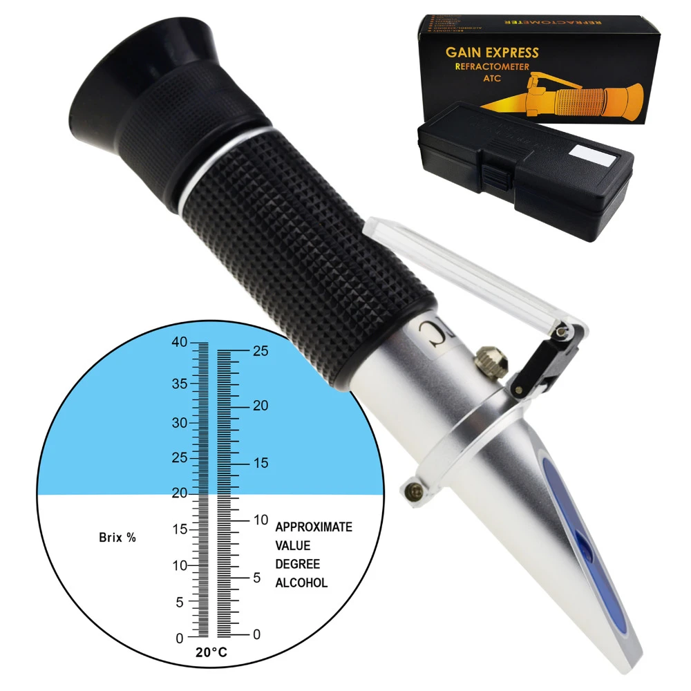 Grape Fruit Juice Alcohol Refractometer with ATC, Dual Scale 025 VOL
