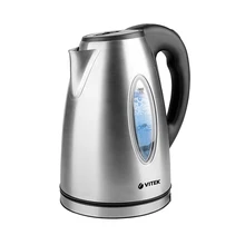 Чайник электрический Vitek VT-7019(ST)(Мощность 2200 Вт, объем 1.7 л, материал- пластик, автоотключение, отсек для хранения шнура