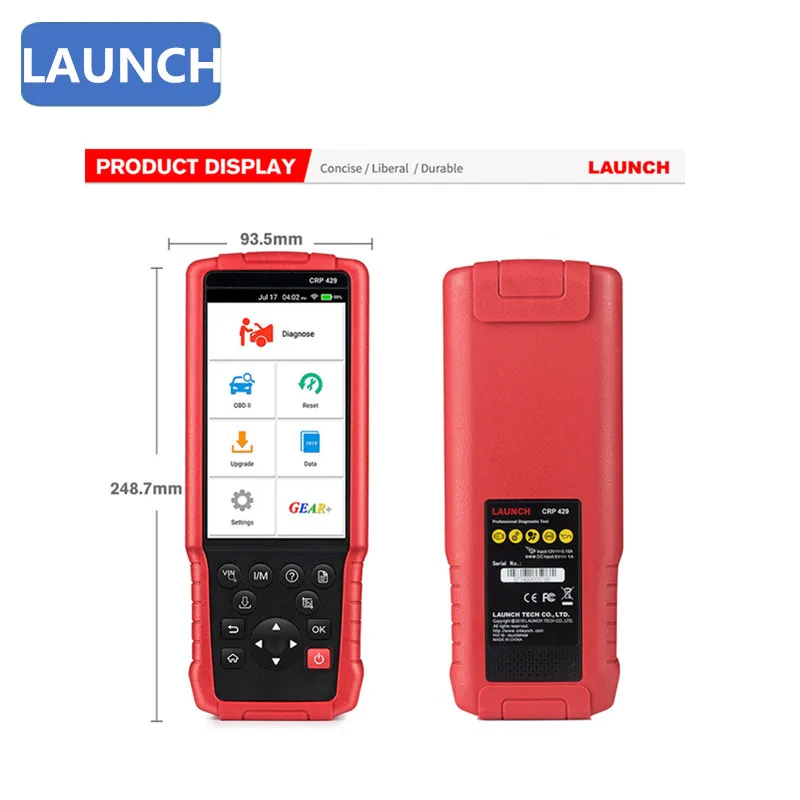 

Launch X431 CRP429 Full-System OBD2 Code Reader Support oil reset/EPB/SAS/DPF/BMS/IMMO