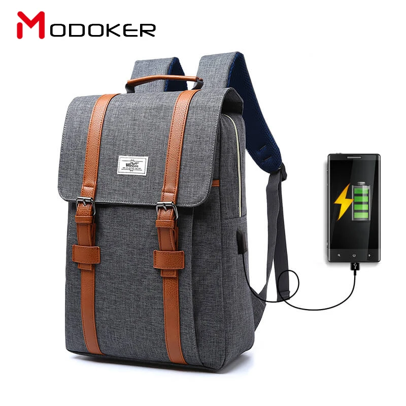Рюкзак Modoker для ноутбука в Корейском стиле унисекс с внешним USB интерфейсом