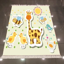 Серый кремовый пол желтый жираф пчела цыпленок животные 3d принт противоскользящая задняя моющаяся декоративная килим детская комната ковер