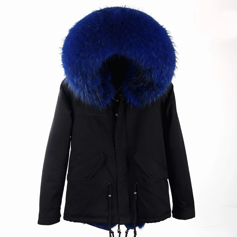 Новое модное пальто из натурального меха енота Женская зимняя куртка из искусственного меха Большой размер Парка - Цвет: color 26