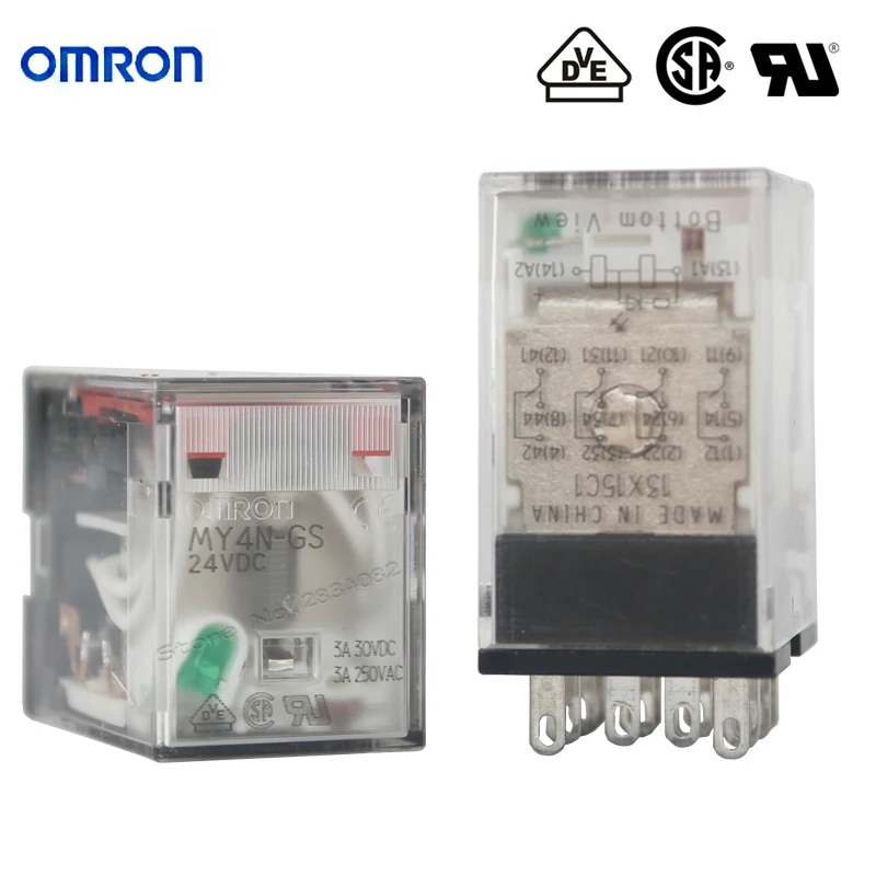24VDC DC 24В AC220V 4 Парижская катушка мини маленькое реле общего назначения OMRON 14 игл