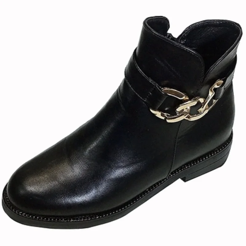 

2018 autumn and winter new fashion round head side zipper boots Korean fashion simple Martin boots