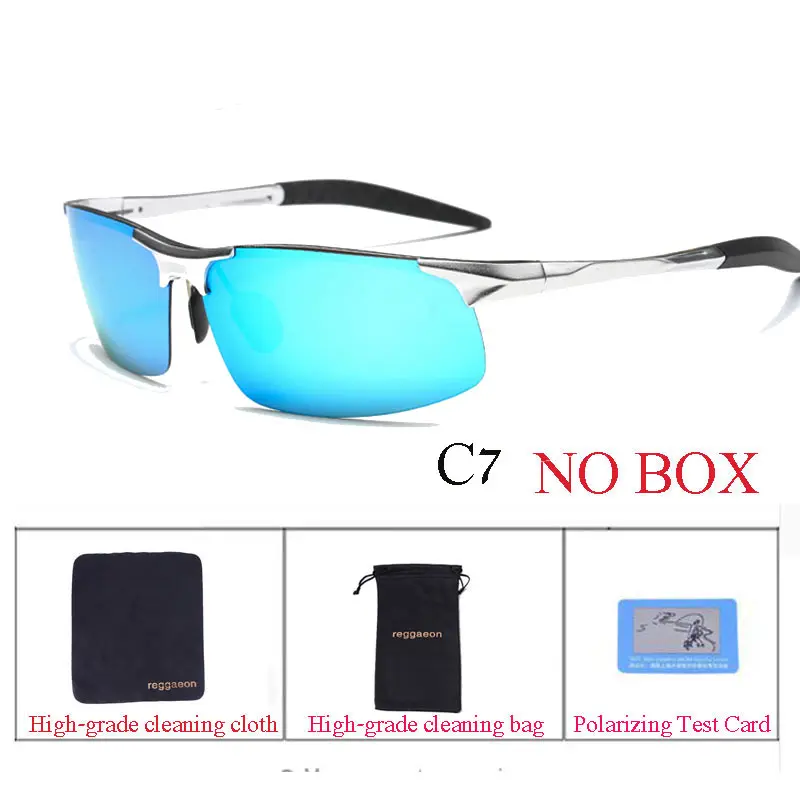 Reggaeon, высокое качество, алюминиево-магниевые HD поляризованные солнцезащитные очки, мужские и женские, синие солнцезащитные очки, спортивные, модные, фирменный дизайн, коробка 8177 - Цвет линз: 8177C7 no box