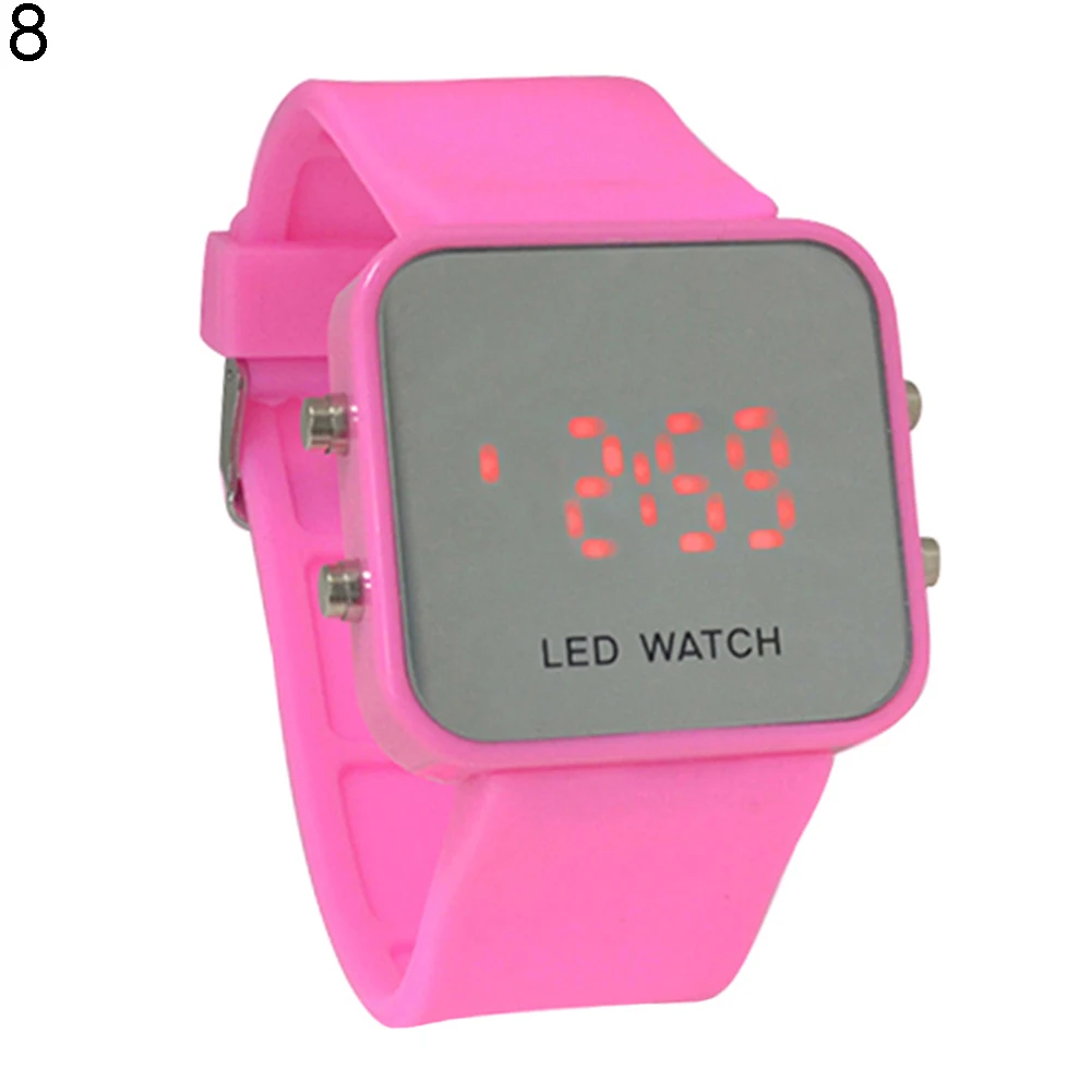 Женские Мужские Цифровые светодиодный хронограф силиконовый ремешок Кварцевые Спортивные Наручные Часы - Цвет: Pink LED