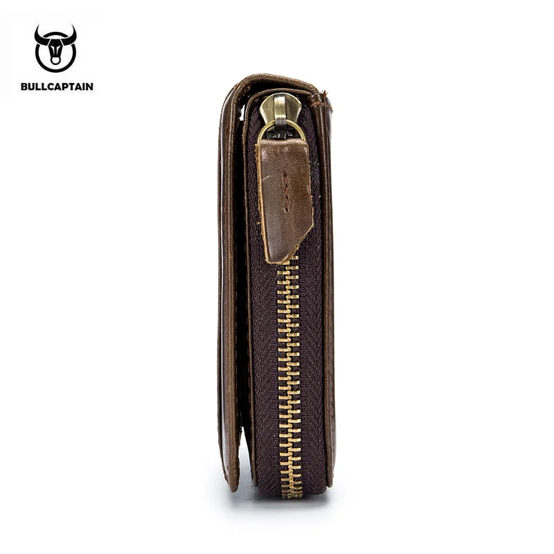 Pаспродажа BULLCAPTAIN RFID портмоне из воловьей кожи тонкий дизайнерский брендовый кошелек Новое поступление мужской кошелек клатч кожаный кошелек для дене...
