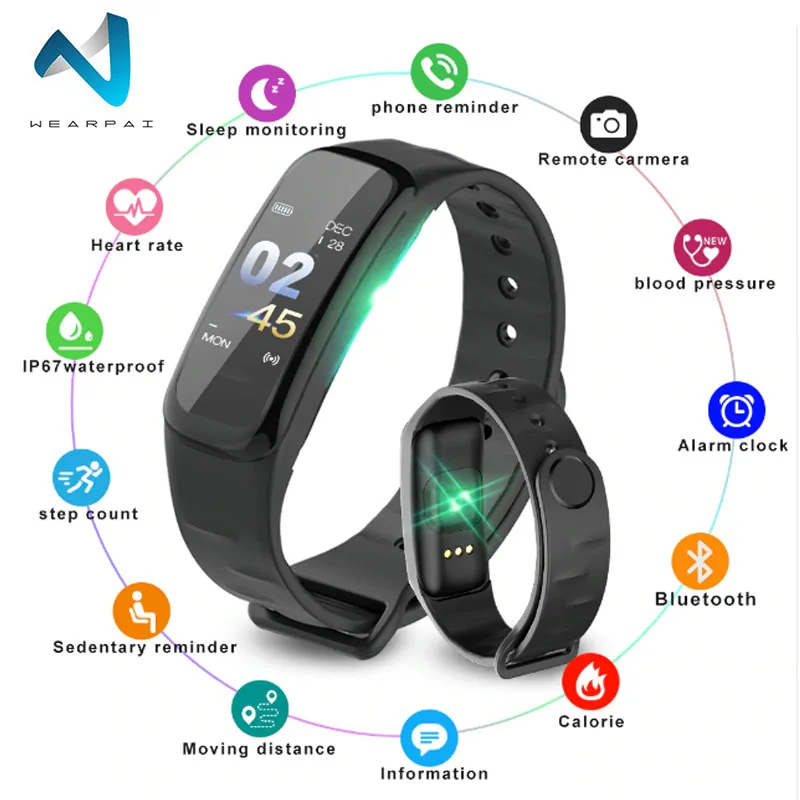 Wearpai C1Plus Цвет смарт браслет часы с функцией измерения пульса умный Браслет Фитнес