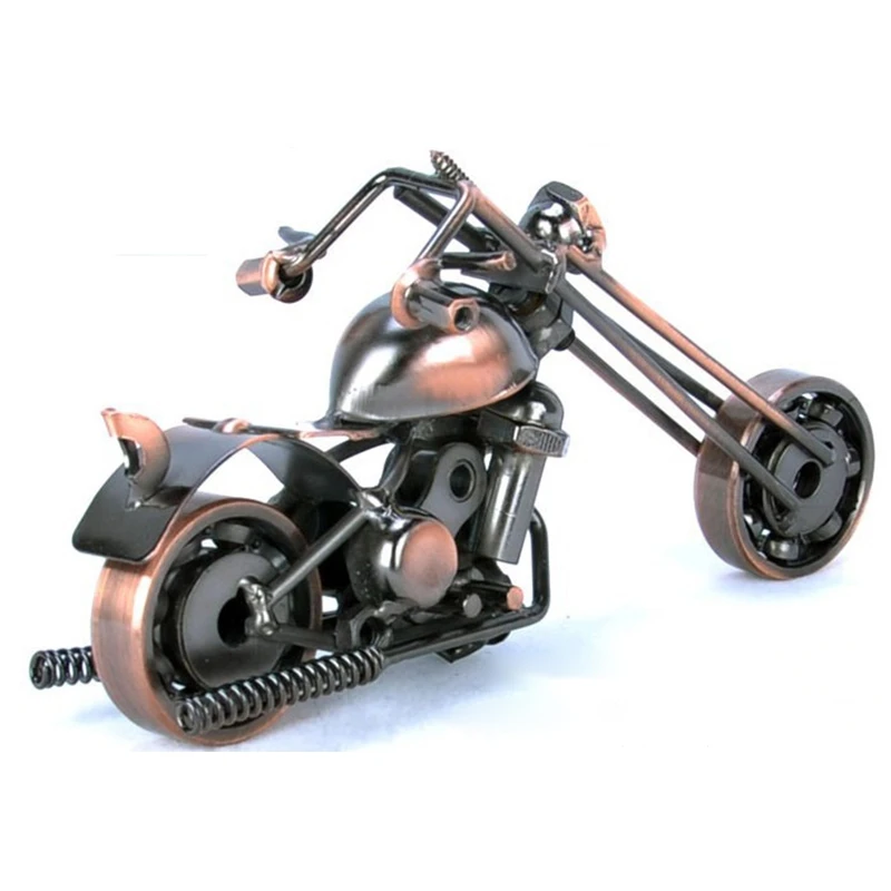 2 Colors Metal Motorbike Model Iron Motorcycle Figurine Art Ornaments