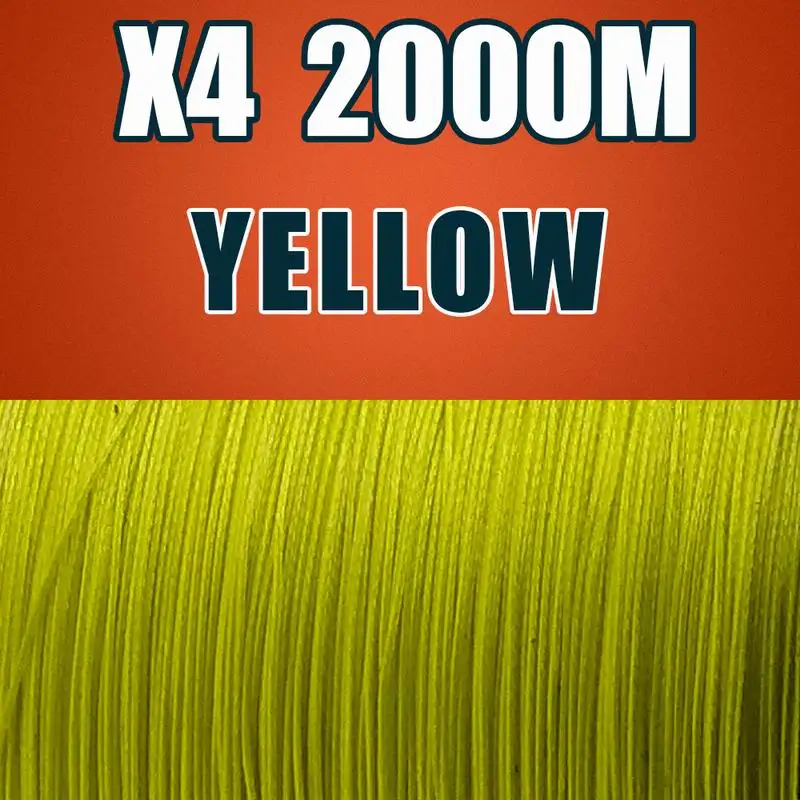 Frwanf 2000 М 4 Нити Плетеная Леска Многоцветный леска плетеная 4 Провод шнур рыболовный Лески Морской шнур рыболовный 6 100LB - Цвет: Yellow