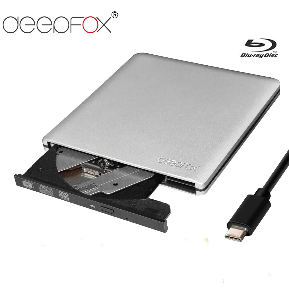 Deepfox алюминиевый Тип C Blu Ray диск Bluray горелки BD RE CD/DVD RW Писатель играть USB 3 1 для