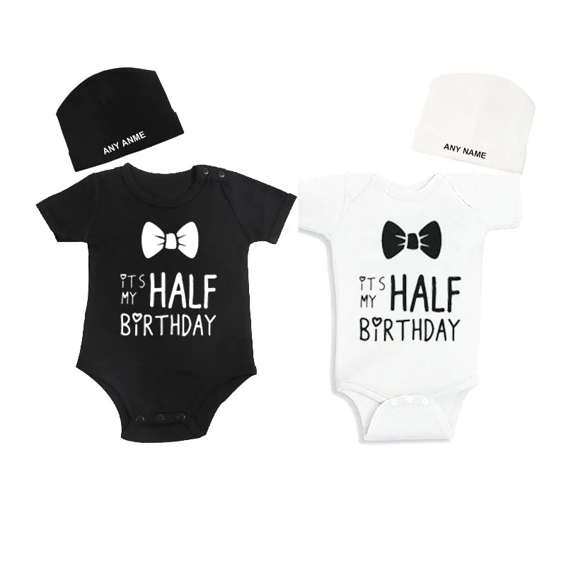 

Culbutmind It Is My Half Birthday Print Twins Baby Romper Twins Baby Clothing NB-12M Twins Baby Birthday Shower Gift