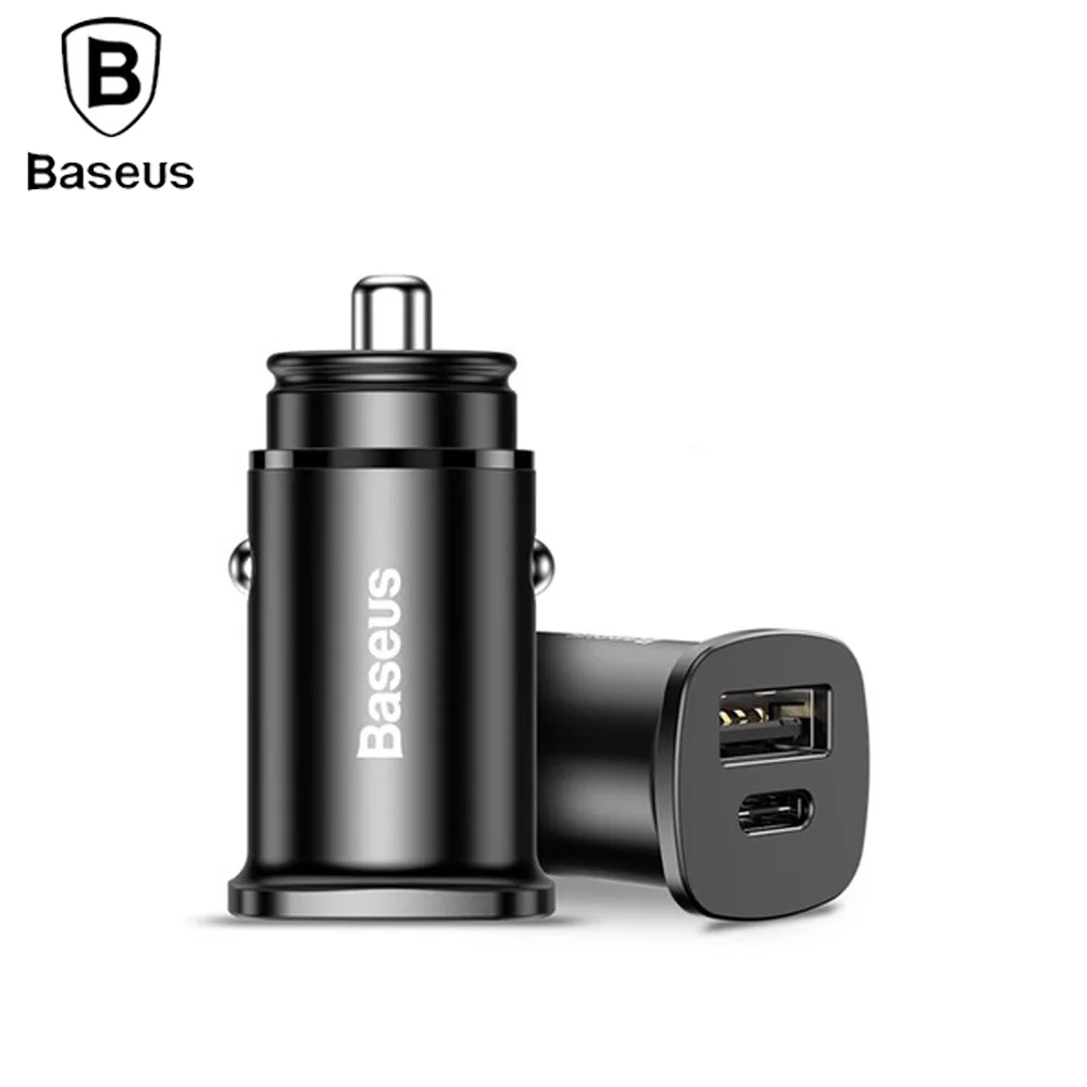 Baseus 30W Dual USB QC4.0 Car charger Mini Type C USB Car charger Metal