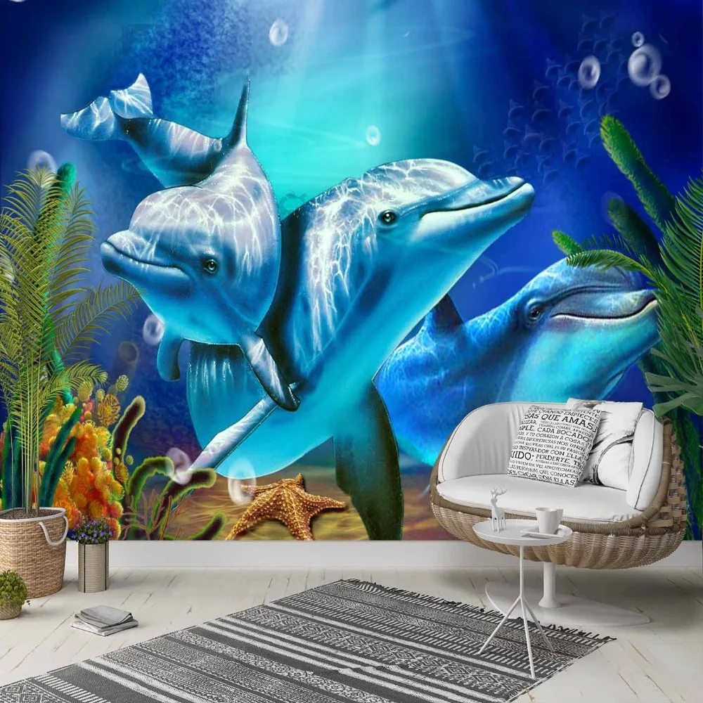 Dolphin Wall Mural Under The Sea Photo Wallpaper Girls Bedroom Home Decor