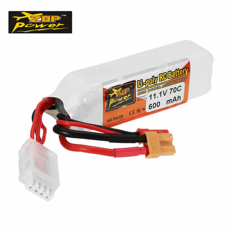 

High Quality ZOP Power 11.1V 600mAh 70C 3S Rechargeable Lipo Battery JST XT30 Plug for Eachine Lizard95 FPV Racer RC Drone Parts
