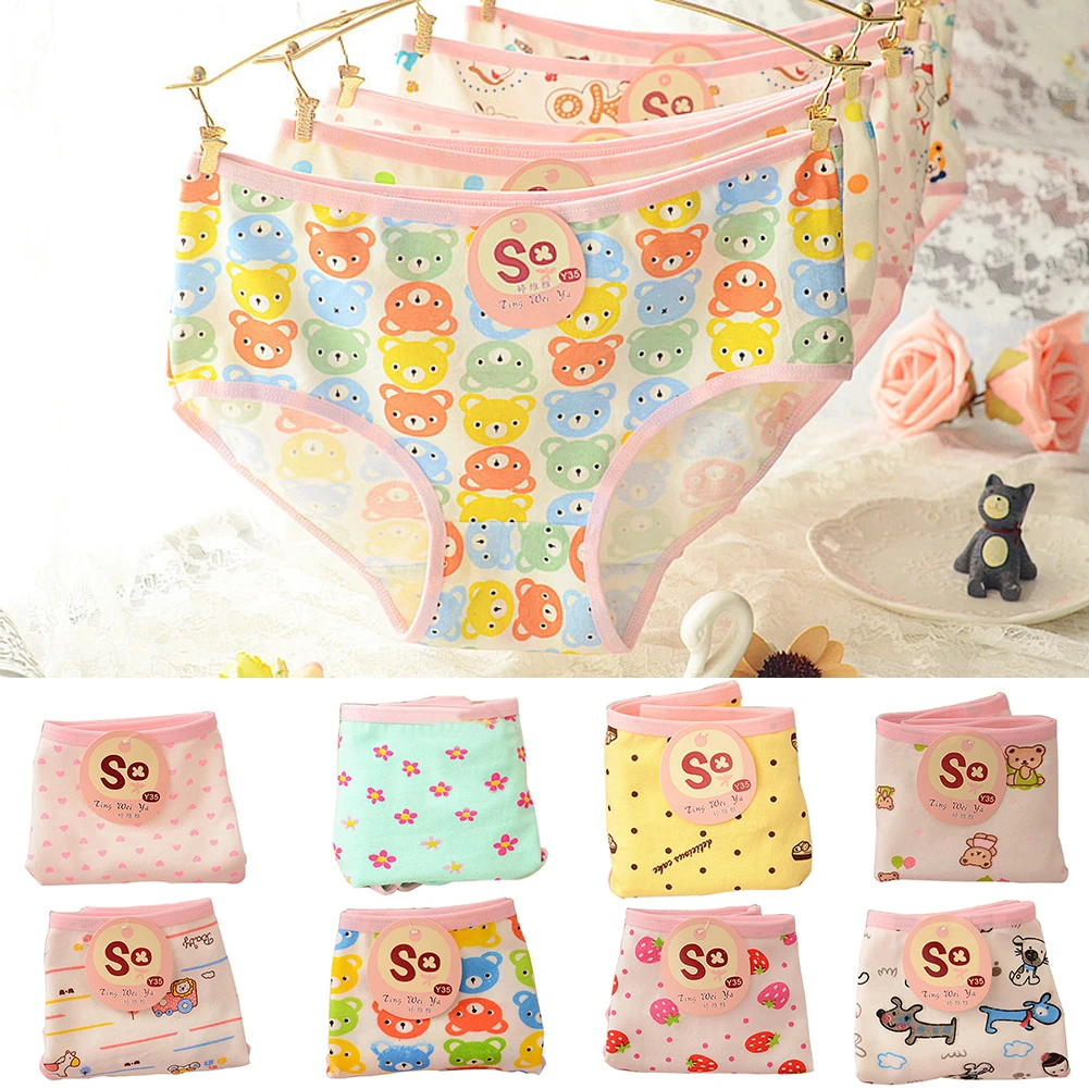 Women's Girls' Cute Cartoon Heart Bear Flower Briefs Mid Rise Panties Underwear |