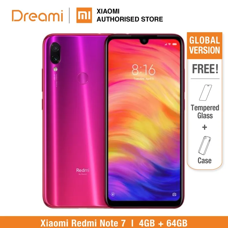 Red 64GB Глобальная версия Redmi Note 7 64 Гб rom 4 Гб ram(Совершенно новая и запечатанная коробка) note7 64 ГБ - Цвет: Red 64GB