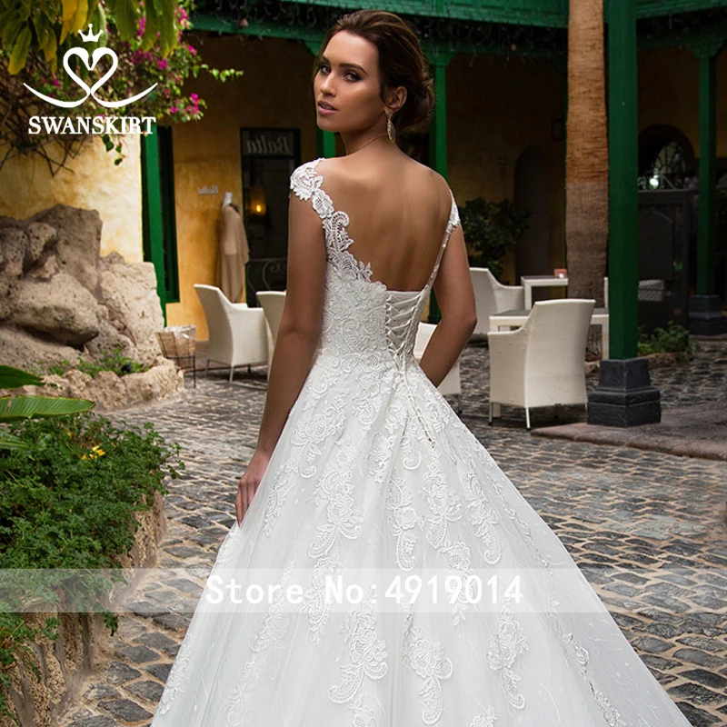 Swanskirt Off the Shoulder Vestido De Noiva Appliques Wedding Dress Sweetheart Lace Up A-Line Princess Bridal Gown K303