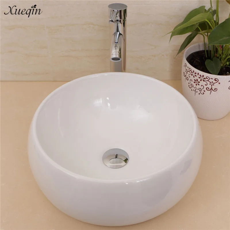 

Xueqin White Round Bathroom Porcelain Ceramic Vessel Sink Basin Bowl For Washroom Toilet