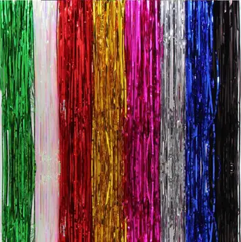 

100*400cm Shimmering Metallic Tinsel Curtain Foil Room Shiny Pub Party Stage Wedding Decoration Backdrop Background