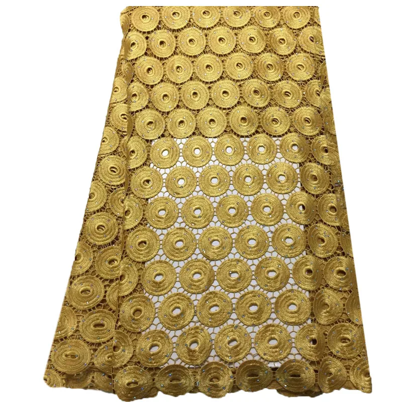 

Latest Guipure Circle Embroidery Design Cord Lace Fabric Nigerian Lace Fabric 2018 High Quality Gold Wedding Dress Lace X913-2
