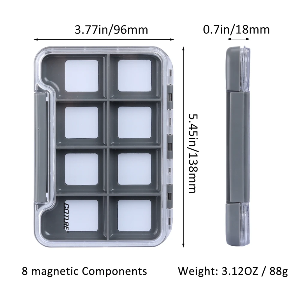 Goture дизайн водонепроницаемые магнитные рыболовные крючки коробка легкий вес 8 отсеков Fly коробка для рыболовных приманок