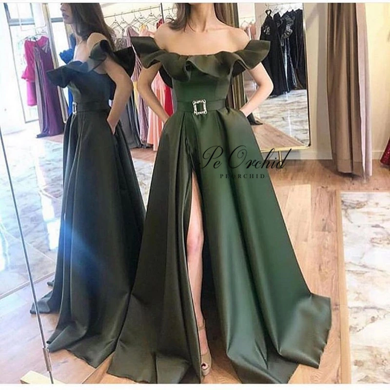 Vestidos verde olivo de noche Clearance