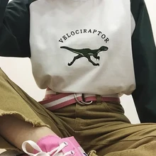 Лонгслив Велоцираптор свитер женский Longsleeve Velociraptor динозавр вышивка вышитые harajuku корейский ulzzang kawaii старинные ретро tumblr