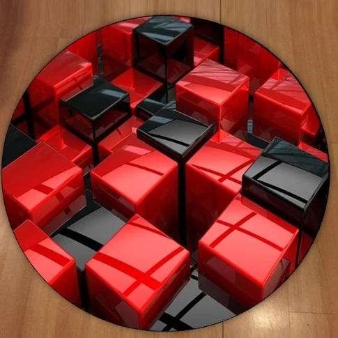 Геометрические 3d Нескользящие круглые ковры из микрофибры в виде кубиков для