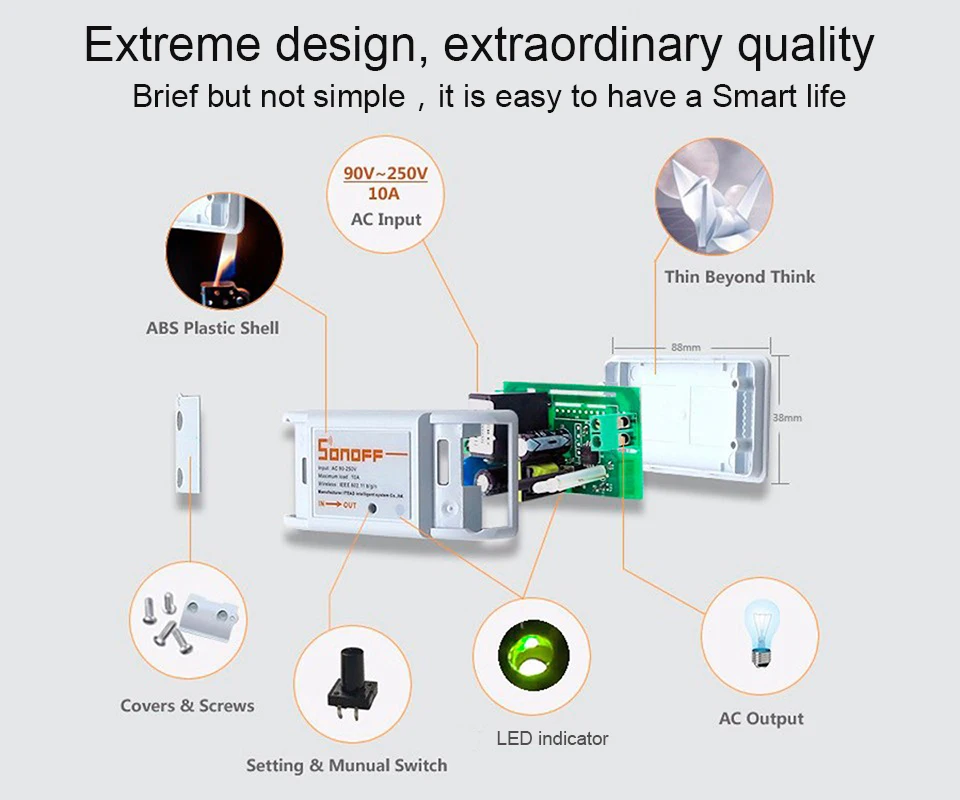 Sonoff Basic/RF wifi переключатель, беспроводной пульт дистанционного управления, умный переключатель, wifi модуль автоматизации, набор таймера для самостоятельной сборки, работает с Alexa 10A/2200W