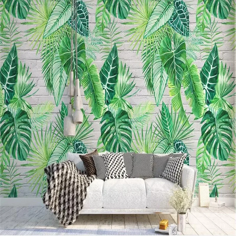 

Nordic Minimalist Tropical Plant Turtle Leaf Background Wall Painting Manufacturer Wholesale Wallpaper Mural Custom Photo Wall
