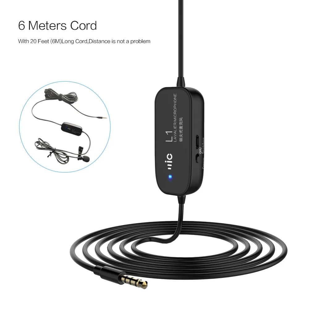 Lavalier Clip on микрофон ZhuoSheng 6 м 20 футов аудио рекордер конденсаторный для iPhone Samsung
