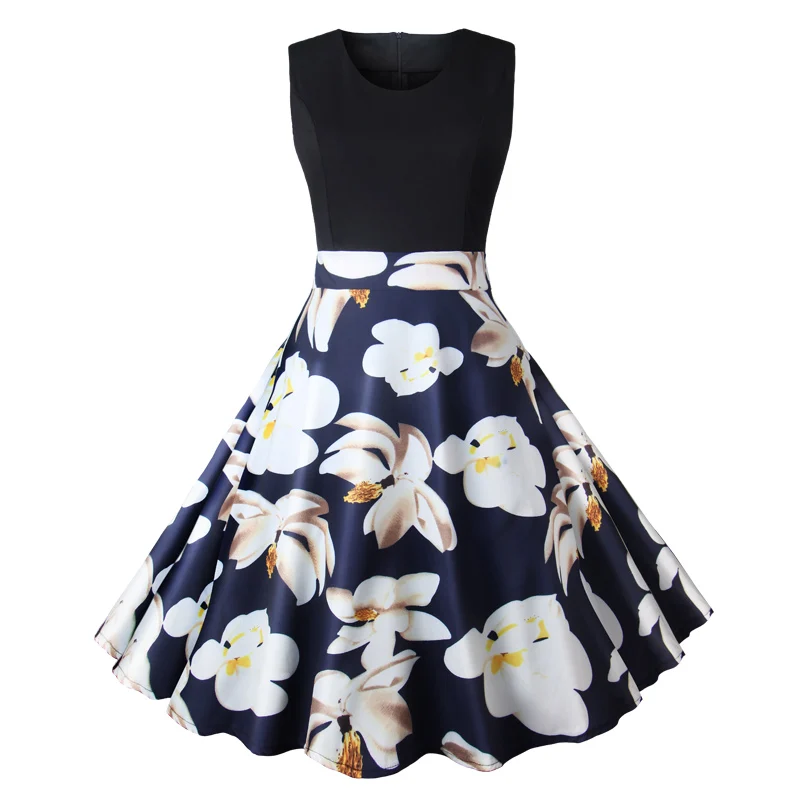 

HeyGalSing Women Summer Dress 2019 Elegant Pin Up Floral Dress Retro Casual 50s Robe Vintage Party Rockabilly Dresses Vestidos