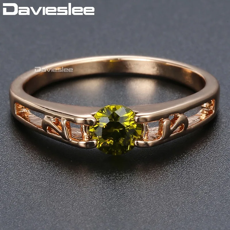 Женские обручальные кольца Davieslee с оливковым камнем полные золотом 585 пробы