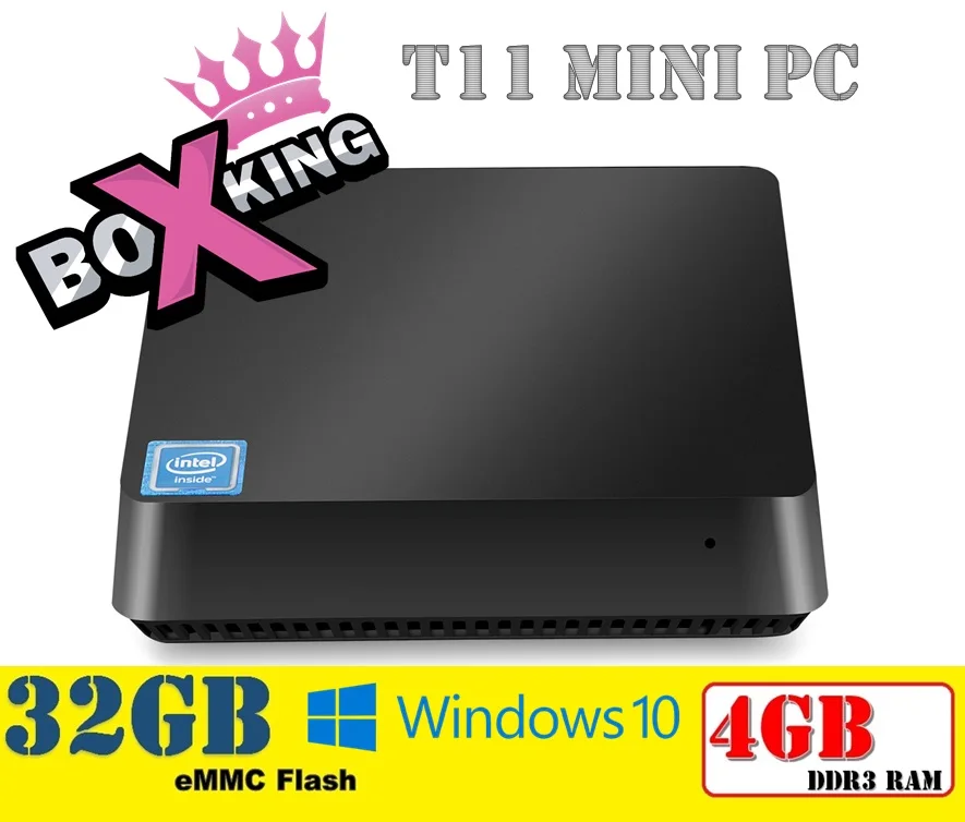 

T11 Mini PC Windows 10 X5-Z8350 4GB Ram 32GB Rom Dual Band Wifi 2.4G/5G Bluetooth 4.0 4K Ultra HD Set Top Smart TV Box