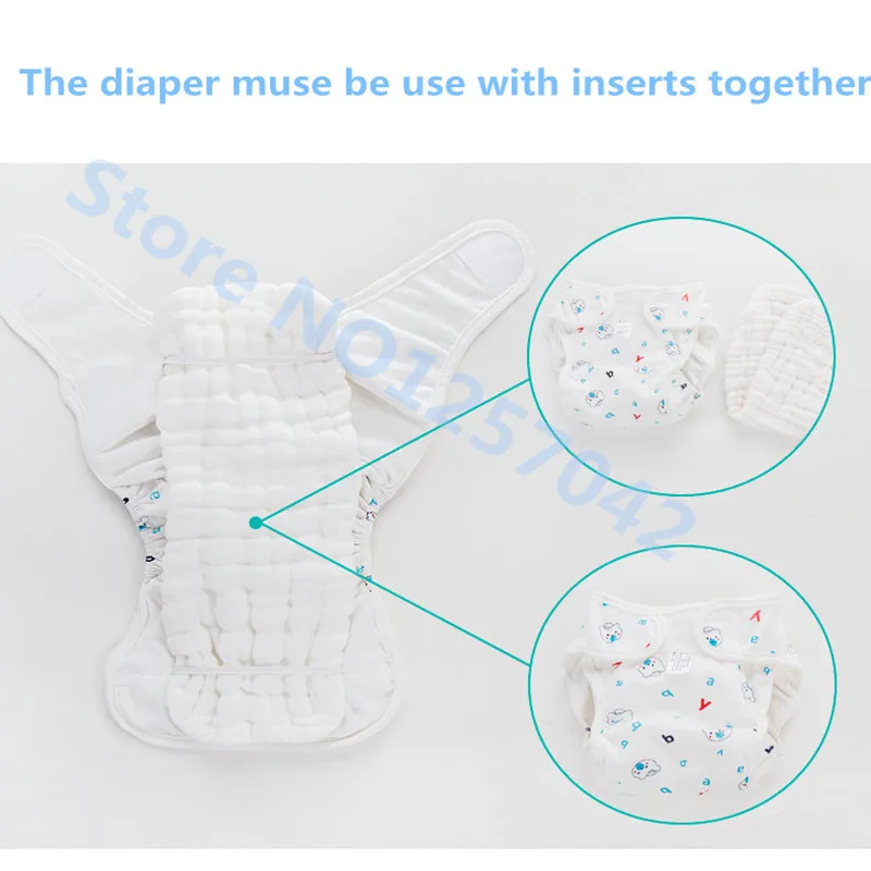3 шт. моющиеся тканевые подгузники детские подгузники многоразовые хлопковые детские подгузники тканевые карманные подгузники водонепроницаемые подгузники