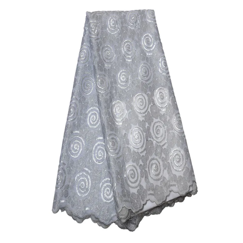 

African Laces Fabrics Embroidered African French Silver Sequins Lace Fabric 2018 African Wedding Lace Fabric F819-1