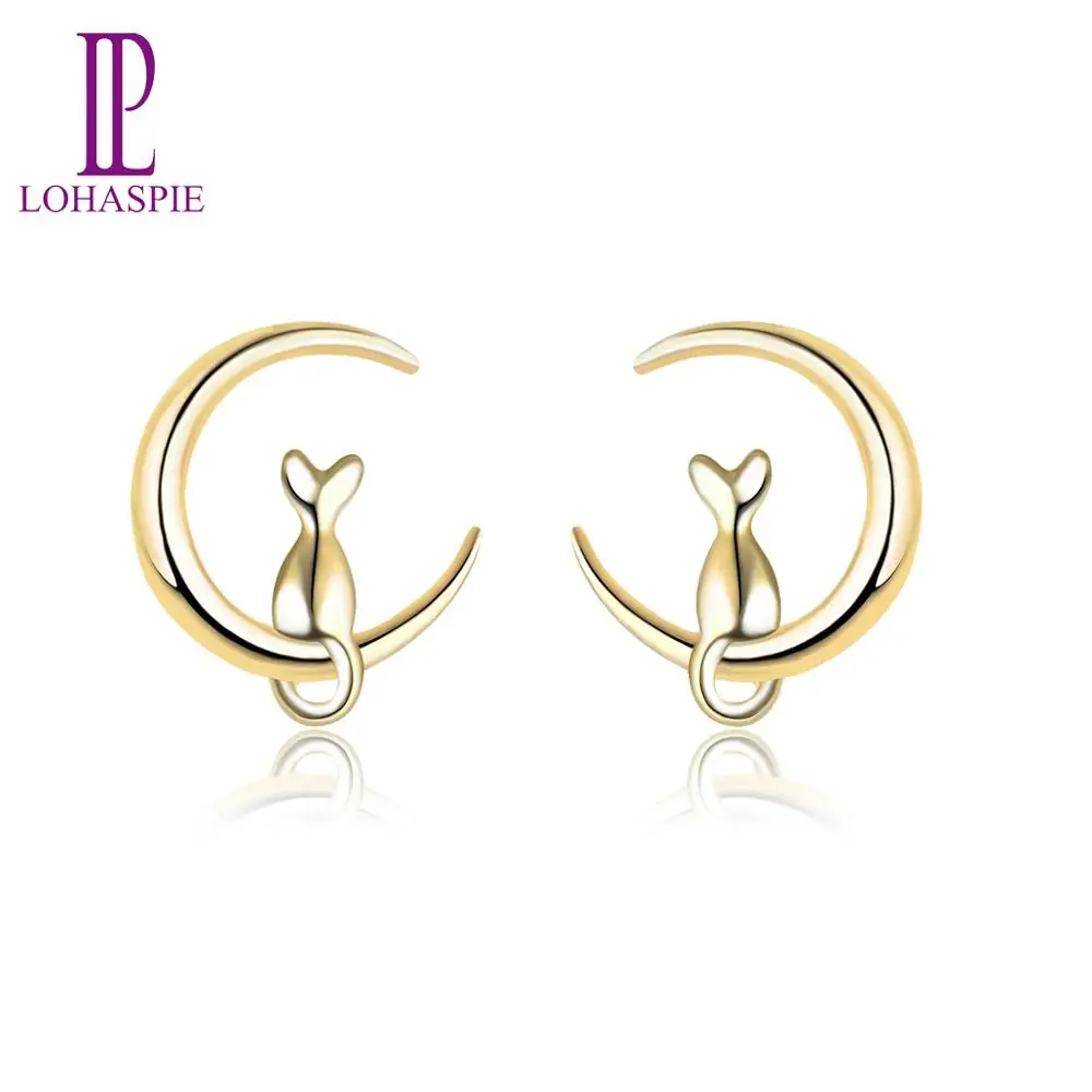

LP Solid 100% Gold Trendy Cat Baby Earrings 9K Yellow Gold Fine Jewelry Basic Style for Women Girls Bithday Gift 2019