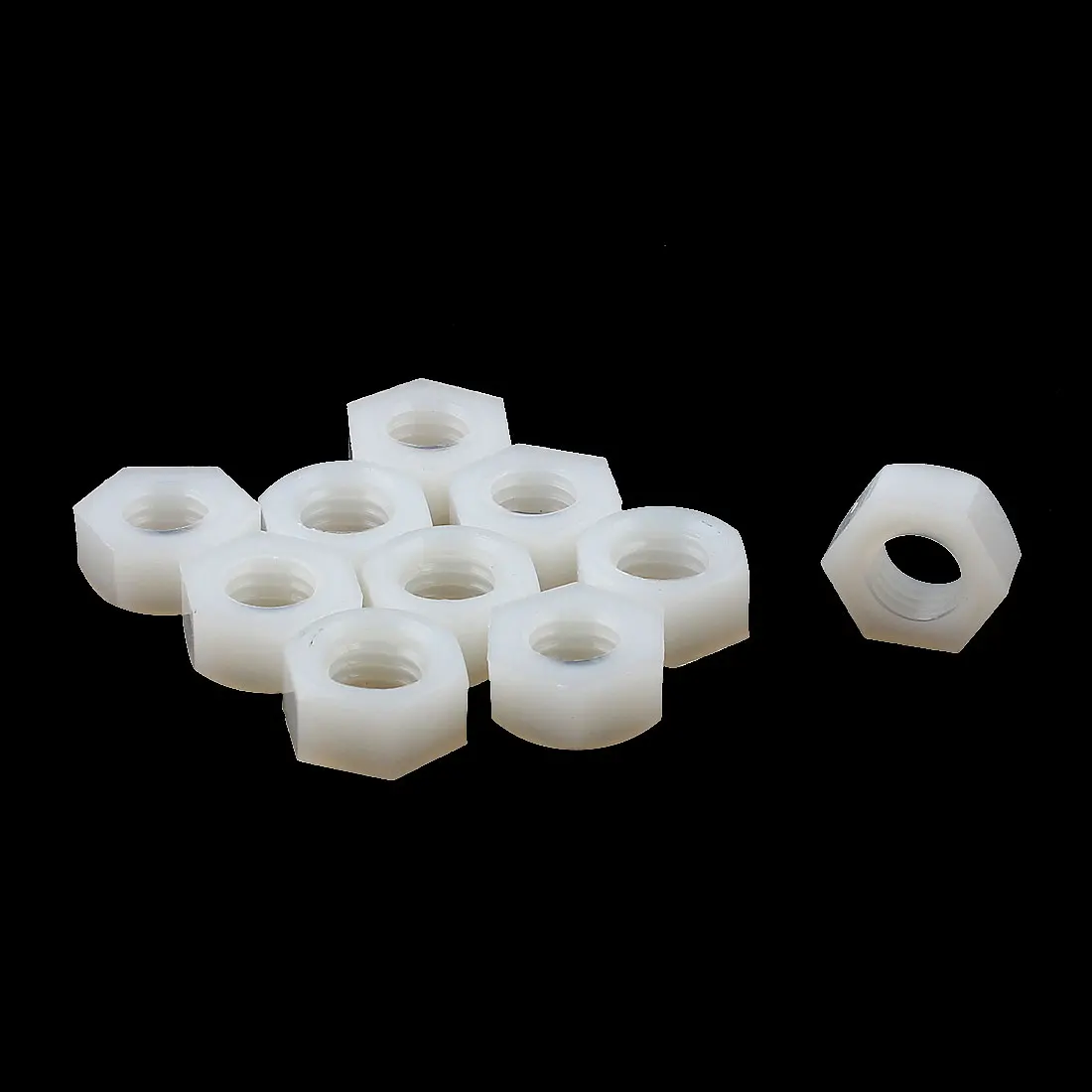 

10 Pcs Metric M8 Nylon Full Thread Right Hand Hex Nuts Off-White