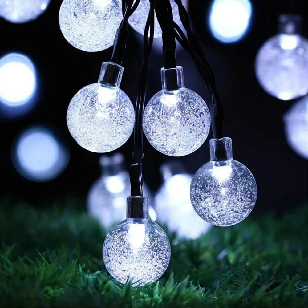 Светящиеся гирлянды на солнечной батарее, уличный многоцветный 30 светодиодный хрустальный шар, Рождественские елки, вечерние садовые гирлянды, Сказочная лампа