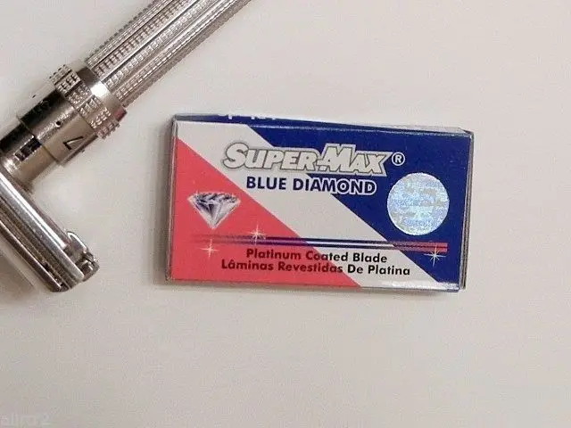 

SUPERMAX BLUE DIAMOND DOUBLE EDGE PLATINUM COATED RAZOR Blades 100pcs Barber