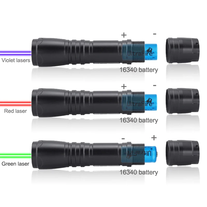 CWLASER 532nm/650nm/405nm фокус зеленый/красный/фиолетовый лазерная указка (819) + матч-lighting (2 цвета)