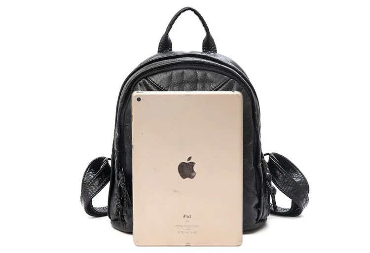 MJ Women Leather Backpack Soft PU Leather Travel Bag Solid Color Female Backpack Small Daypack School Bag for Teenage Girls (3)